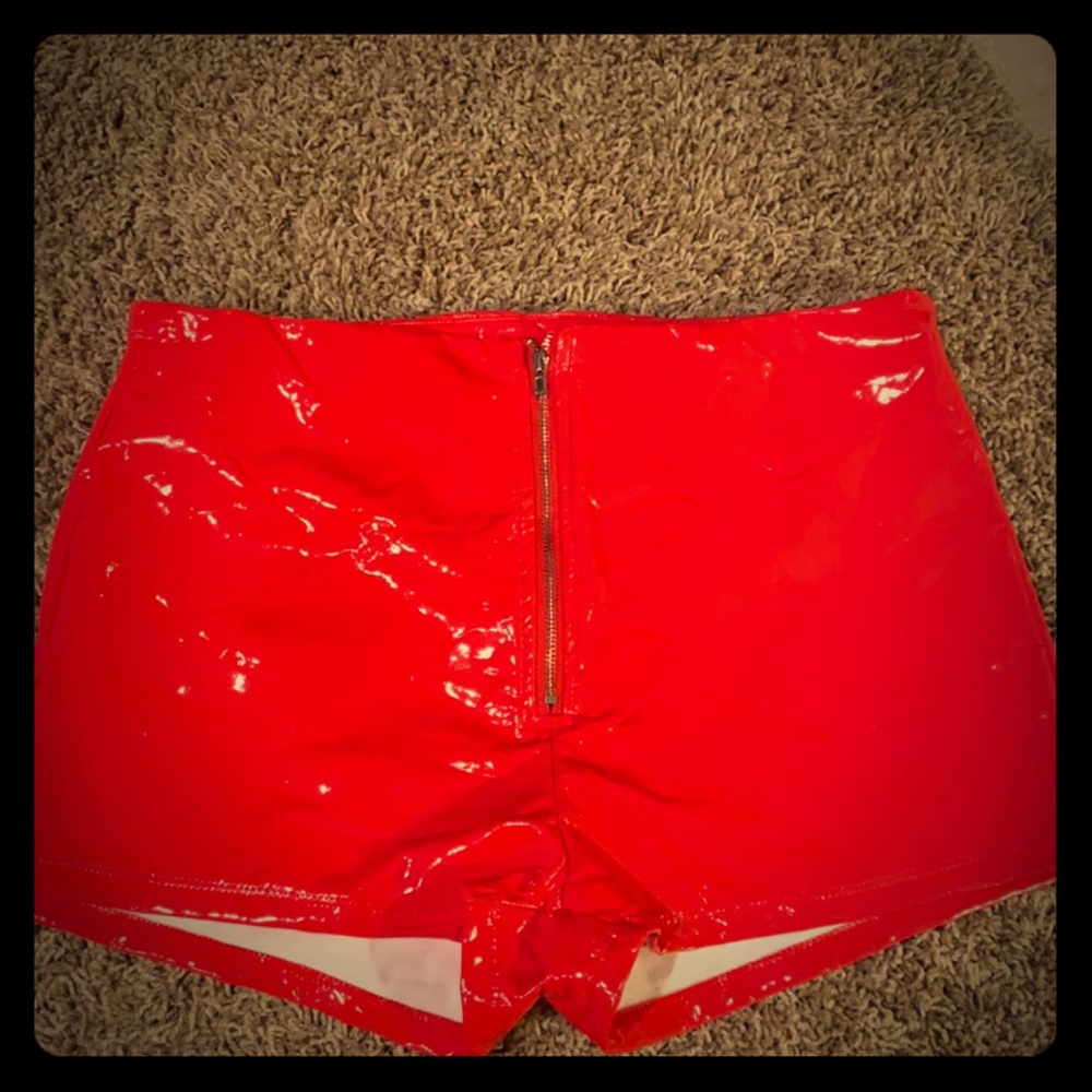 Red latex shorts from fashion nova! NWT